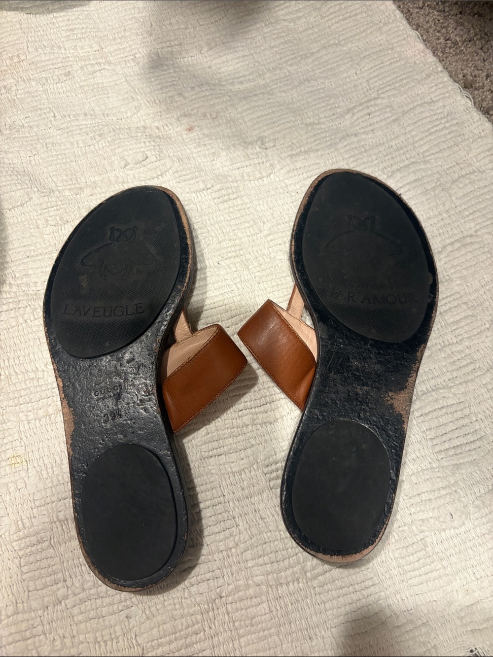 Gucci Brown Leather GG Thong Sandals with Gold Hardware authentic 39 1/2 - Picture 4 of 4